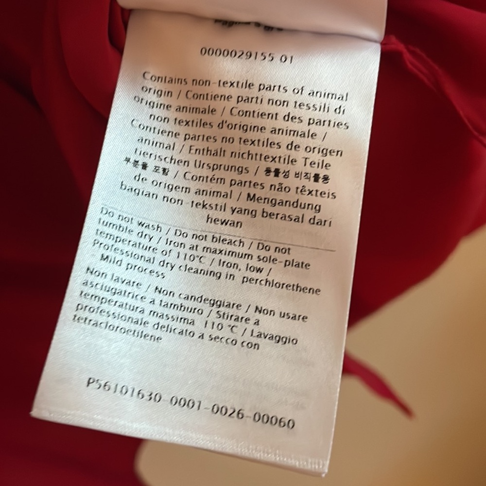 RED Valentino Silk Crepe Ruffle Tie Neck Button Down Blouse Red - Picture 13 of 14